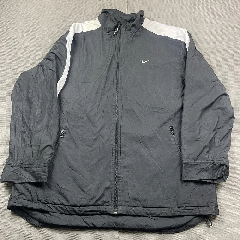 Vintage Nike Jacket Mens Large 90s Quilt Lined Black Windbreaker‎ Track Red Tag